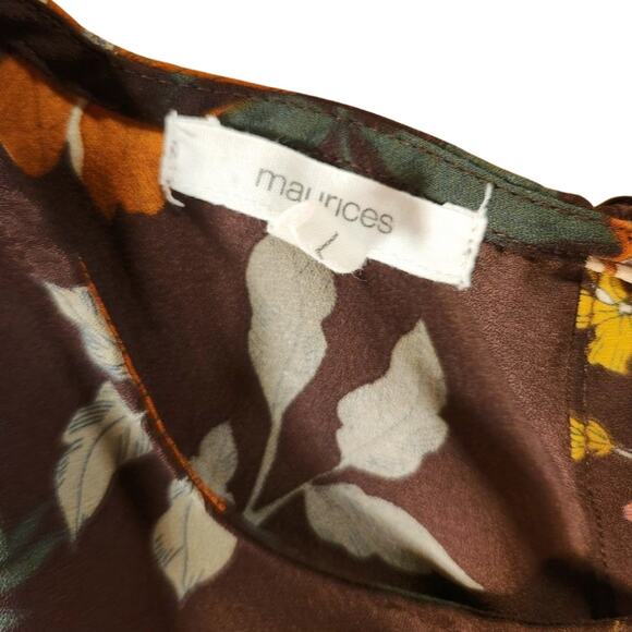 🌼 Maurice's Floral Ruffle Hem Blouse – Size Large - Picture 3 of 3